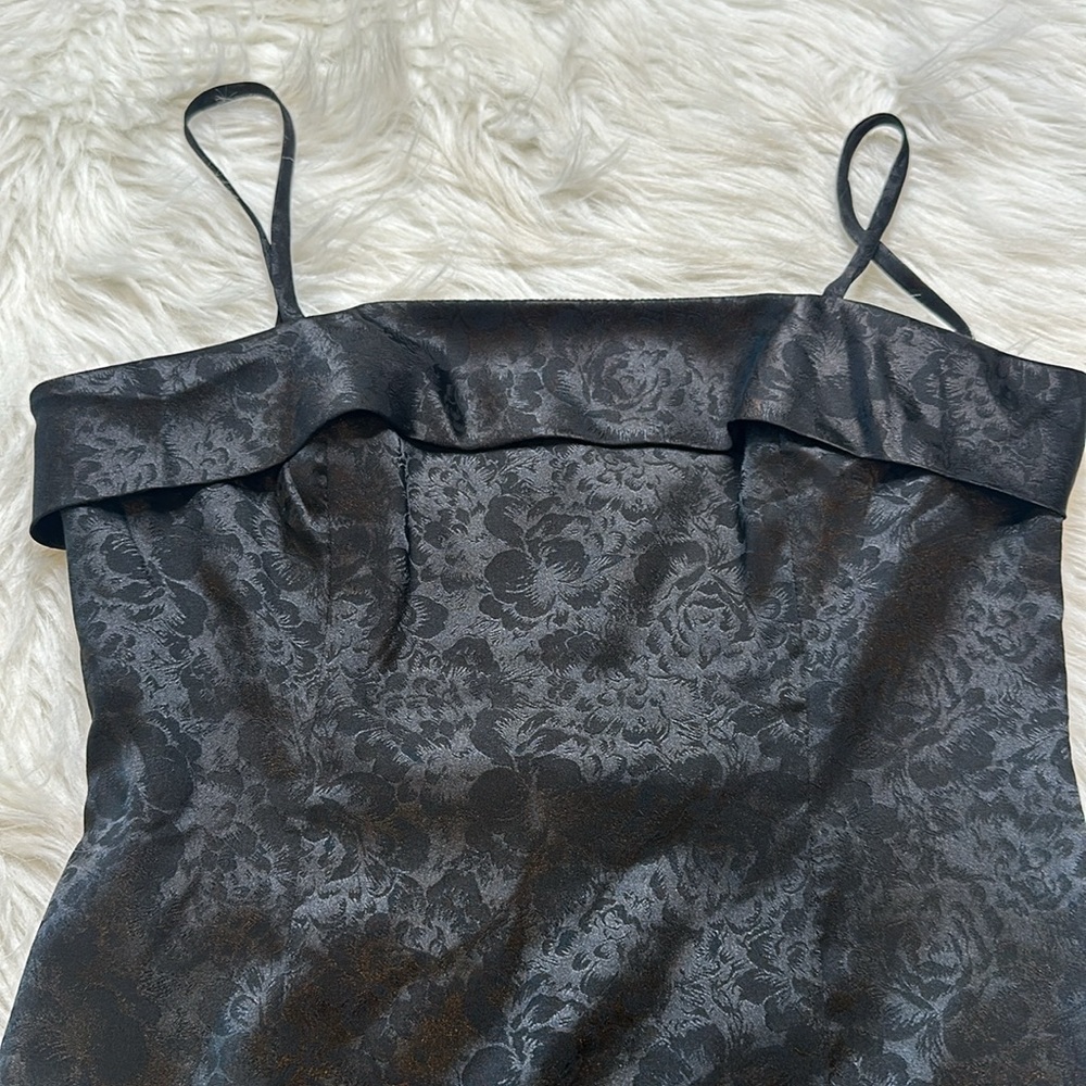 Adoring Sweetie Black Floral Jacquard Satin Mini Dress size Small - Picture 2 of 9